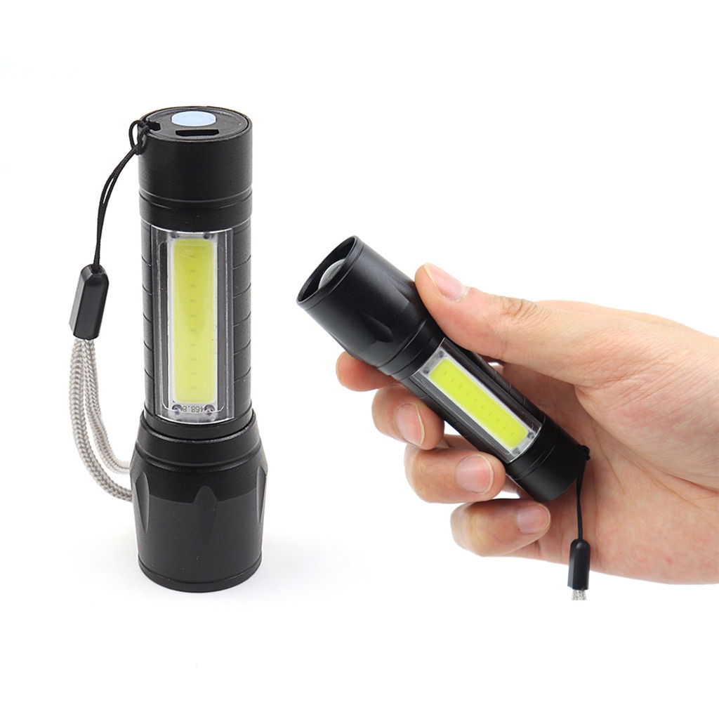 Lanterna Led Tatica Recarregavel Luz Lateral e Mini Zoom - AL