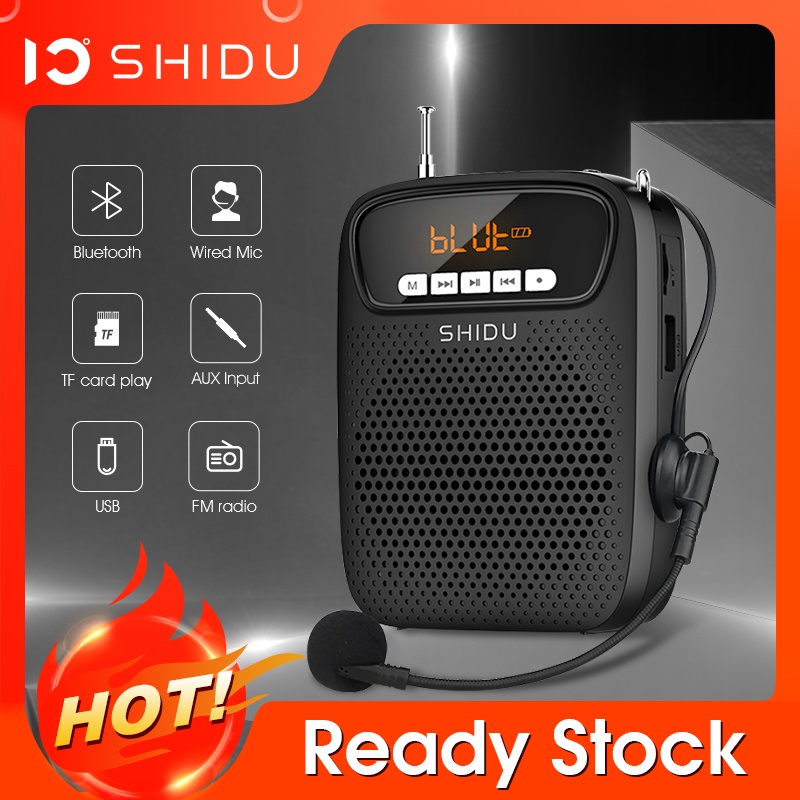 SHIDU 15W Portátil Amplificador De Voz Com Fio Microfone De Rádio FM AUX Áudio Gravação Bluetooth Speaker Para Professores Instrutor S278