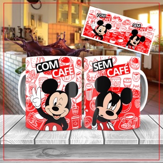 Caneca Mickey com café/sem café - PORCELANA ALTO BRILHO