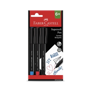 Caneta FABER-CASTELL SuperSoft Pen 1.0mm - Estojo c/ 3 Cores