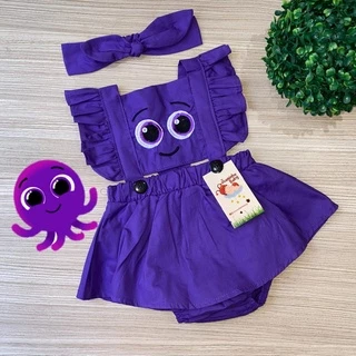 Jardineira Infantil Saia Romper BoloFofos Body Menina Bebê