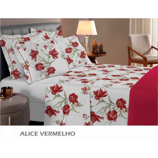 Jogo de Cama King Size 4 Peças 180 fios Buettner Reflete Georgia Vermelho -  Loja Buettner