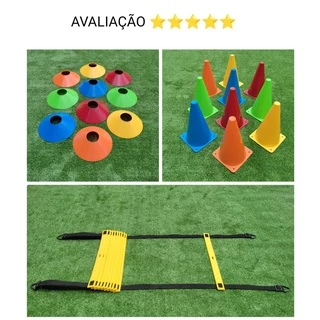 K-10 KIT ESCADA DE AGILIDADE 10 DEGRAUS PVC + 10 CONES 23 CENTÍMETROS + 10 CHAPÉU CHINÊS TREINAMENTO FUNCIONAL TREINO AGILIDADE