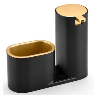 Dispenser Porta Detergente Bucha Luxo Conceito Preto Dourado Lindo