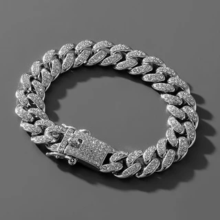 Pulseira Cravejada Cuban Ice Grumet 13mm Hiphop Funk Trap Rap Envio Imediato