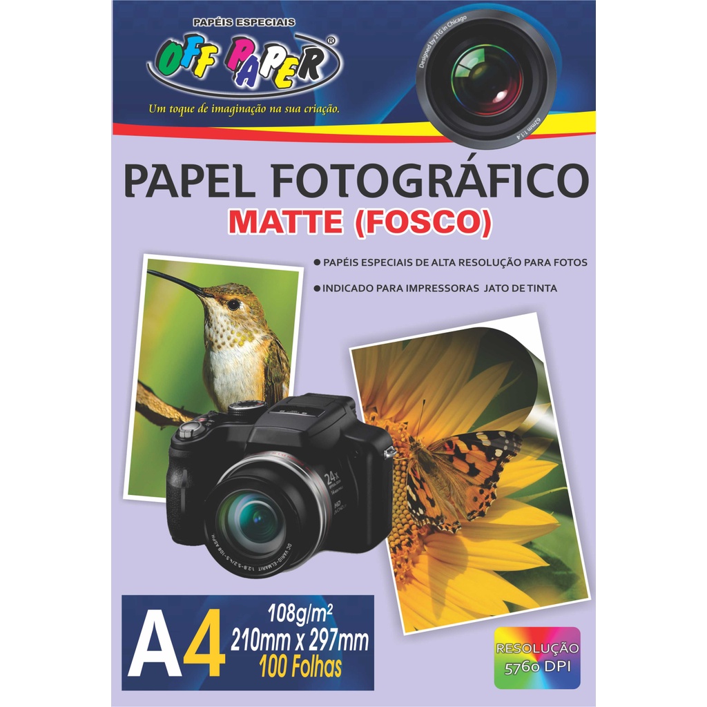 Papel Fotográfico A4 Matte Fosco 108g 100 Folhas Shopee Brasil 6605