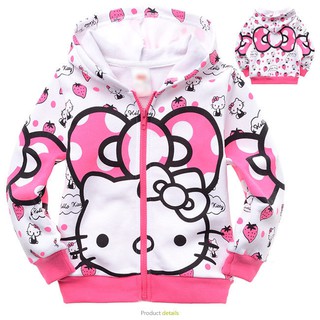 Roupa De Bebê Menina Zipper Hello Kitty Casaco De Estilo Fino