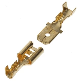 100X Terminal Encaixe Femea 6,3mm Tipo Faston Automotivo + Macho 6,3mm (Pacote c/ 50pçs de Cada)