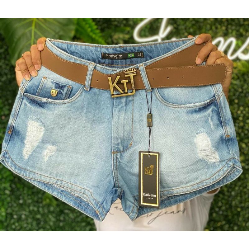 SHORT JEANS FEMININO TATI COM ELASTANO - MARMORIZADA - Kativeiro Jeans