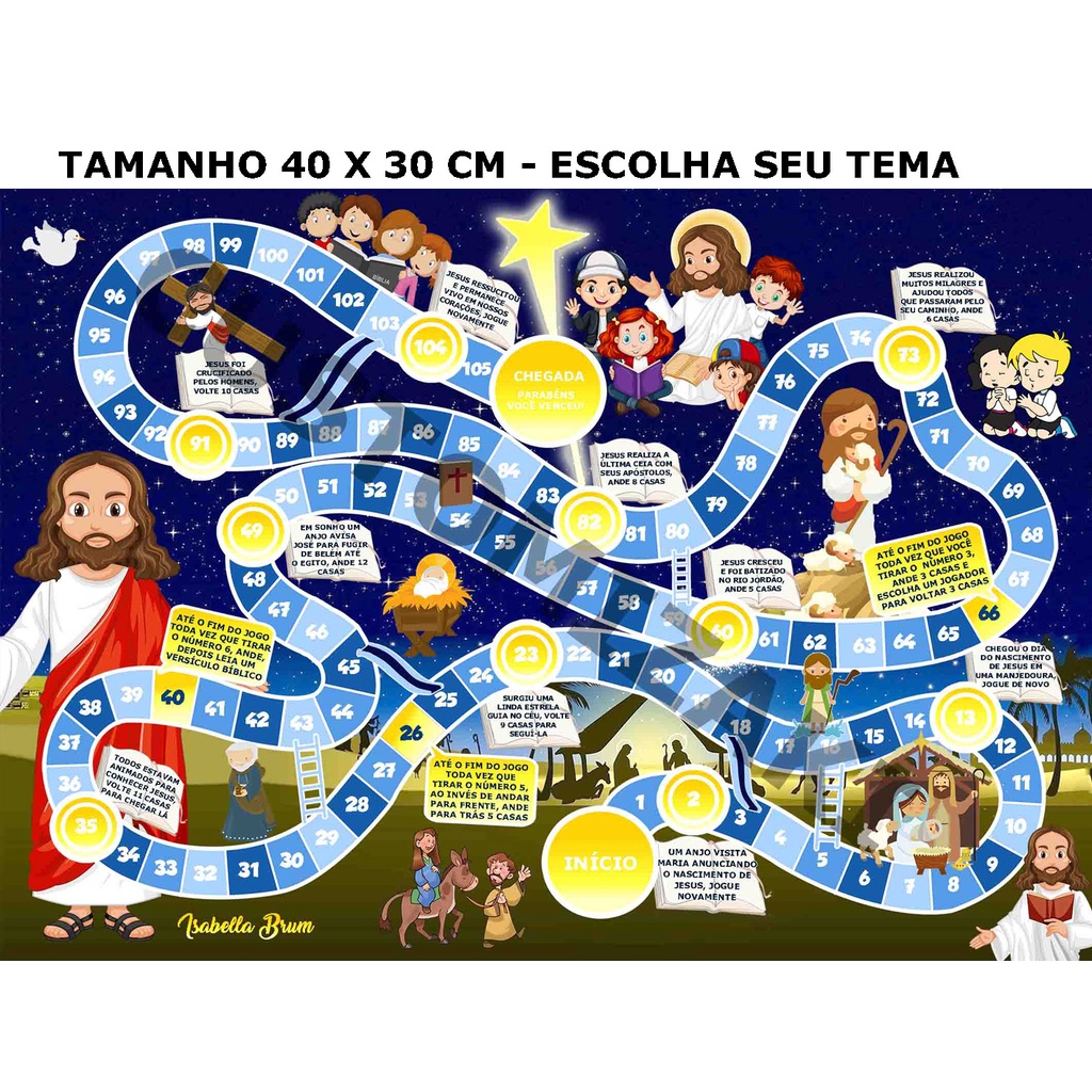 1 Jogo De Tabuleiro Biblico Para Crianças Personalizado