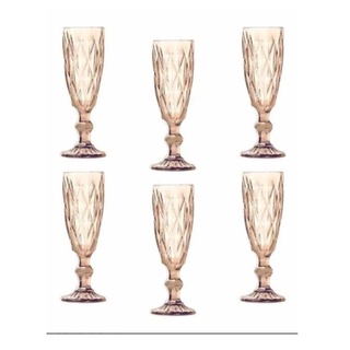 Jogo 6 Taças Diamante Bico De Jaca Diamond Champagne 150ml Ambar - Champanhe Frisante Sidra