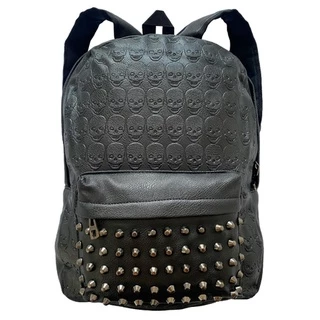 Mochila Rock Roll Caveira Relevo Casual - Envio Imediato