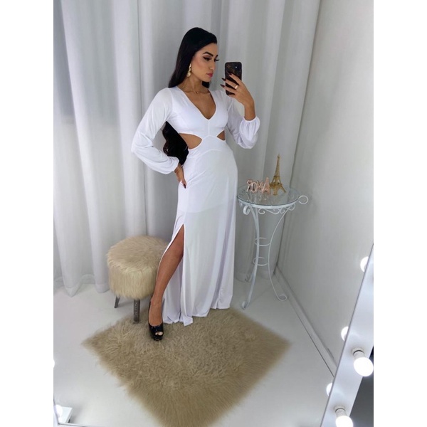 Vestido branco store para batizado madrinha