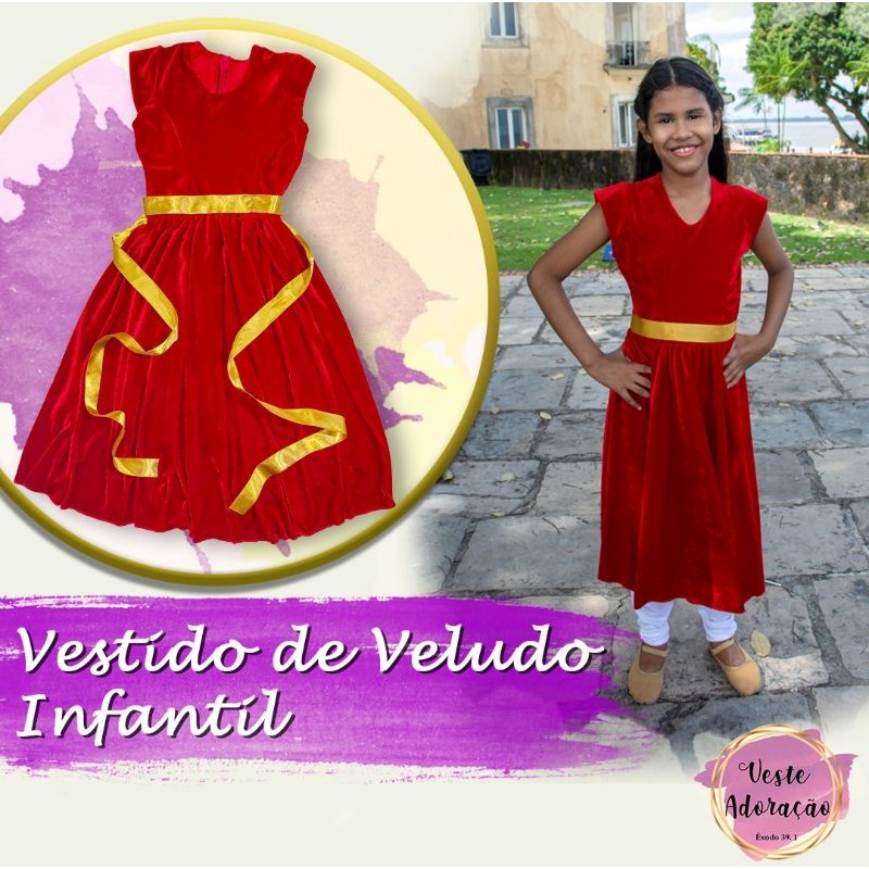 Vestido de veludo vermelho hot sale infantil