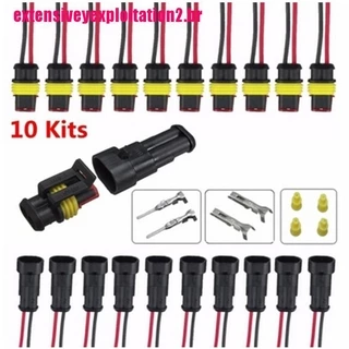 Ep2Br 10 Kits 2 Pinos Way Selado Impermeável Fio Conector Elétrico Plug Car Auto Conjuntos