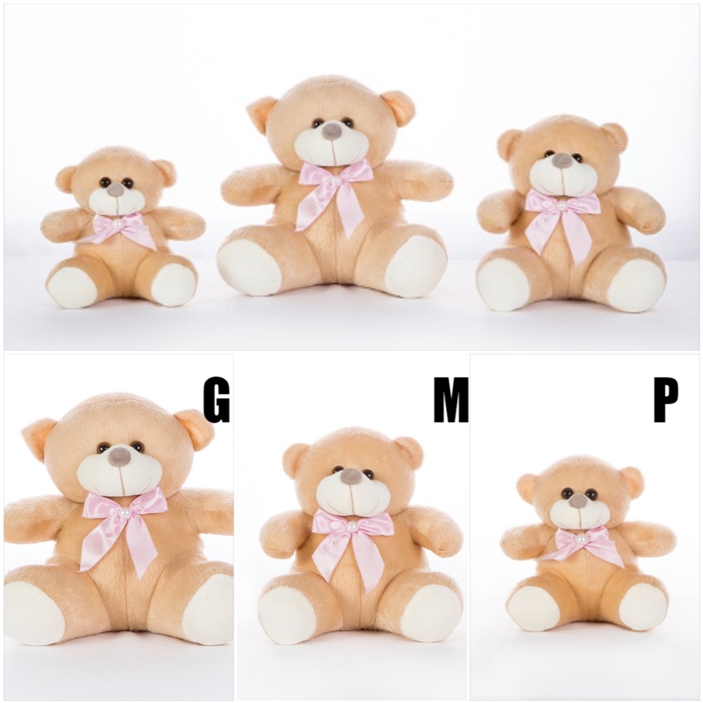 Trio De Ursinhos Com Laço Rosa Bichos Pelúcia14cm 20cm 25cm e Ursinhos Avulso Vários Tamanho