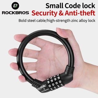 ROCKBROS Fechadura De Bicicleta PVC Cabo De Aço Macio Liga De Zinco Senha Mini Capacete De Motocicleta Trava Acessórios