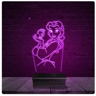Luminária e Abajur Acrílico Led - Princesa bela e a Fera 01