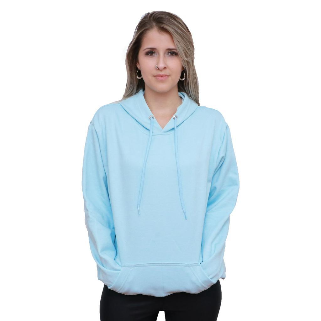 Moletom Liso Masculino E Feminino Blusa De Frio Canguru Azul Bebe