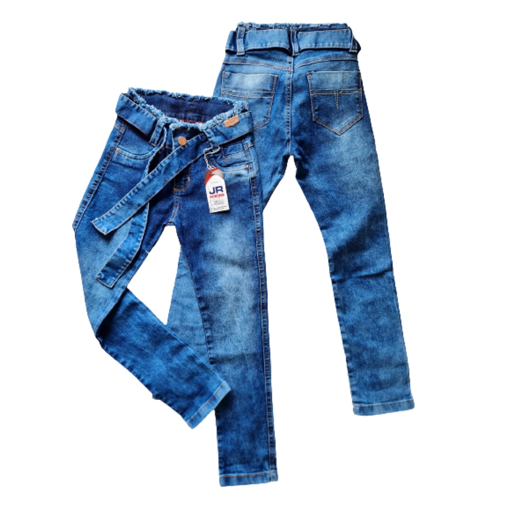 Calça Jeans Reta Infantil Menina Estampada - Tam. 4 à 8 Anos - lojasbesni