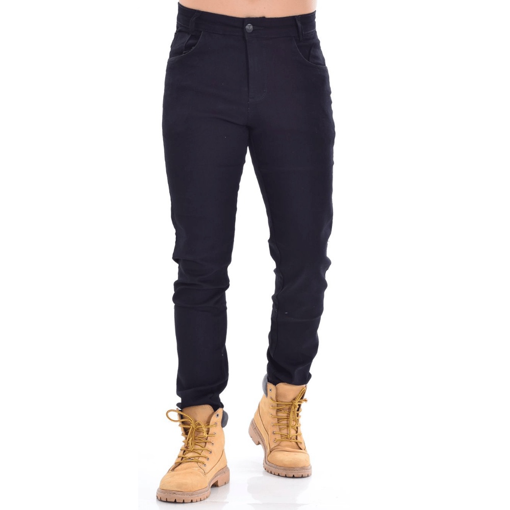 Calça Sarja Preta Masculina Skinny Slim Qualidade Premium Com Lycra Tradicional