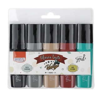 Marca Texto BRW Vintage c/ 5 Cores
