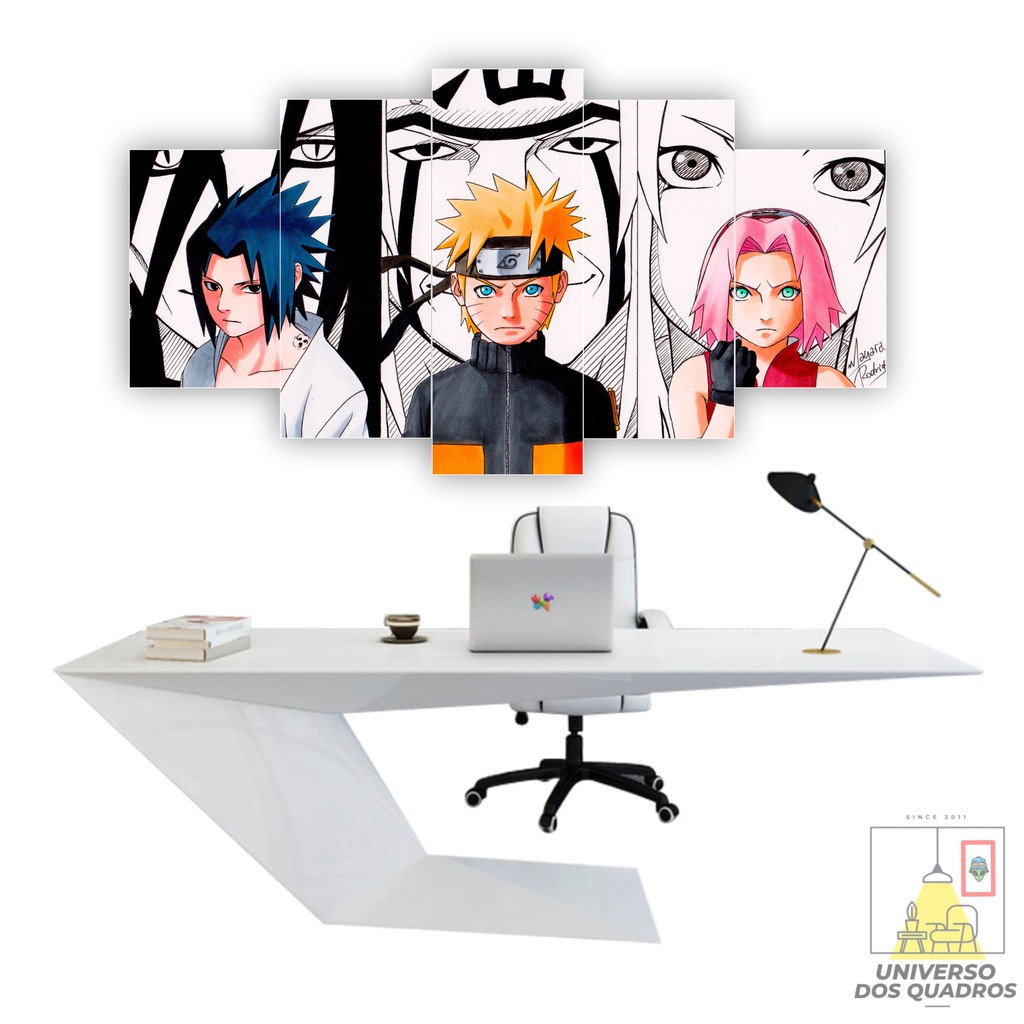 Quadro Mosaico 5 Peças Naruto Sakura Desenhos Animes Desenho