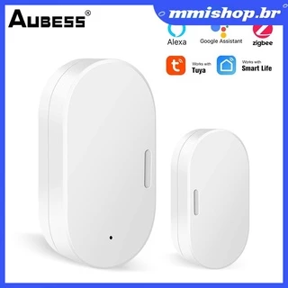 Tuya Zigbee Sensor de porta de janela inteligente com alarmes de segurança compatíveis com o Google Alexa