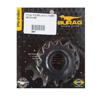 Pinhão 14 Dentes XTZ 250 Lander / Fazer YS 250 - Corrente Fina P428 - Durag
