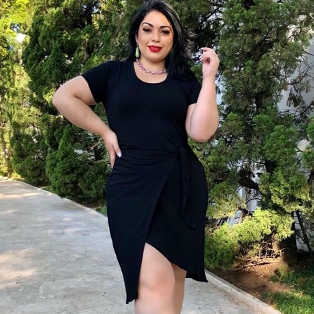 Vestido Canelado Transpassado Plus Size