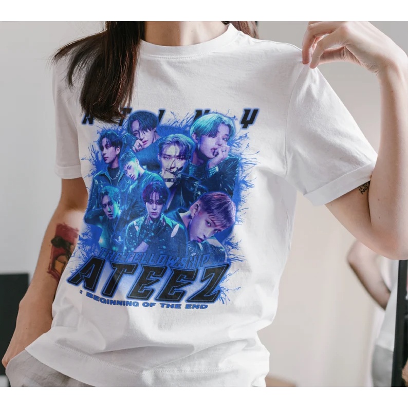 Camiseta T-shirt Unissex Algodão Grupo Kpop Ateez The Fellowship