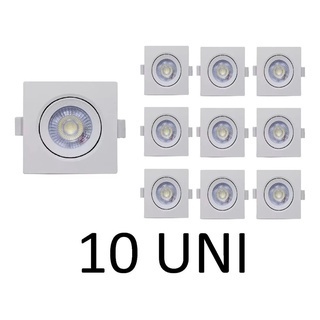 Kit C/10 Spot Led 5w Direcionável Embutir Quadrado Teto Sanca BF/BQ