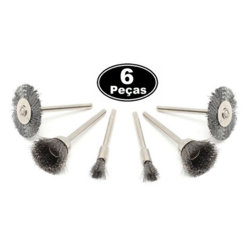kit 6 escova de aço para micro retifica