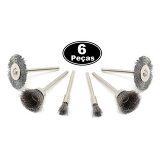 kit 6 escova de aço para micro retifica