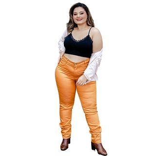 Calça Feminina Caramelo Jeans Skinny Plus Size Tamanho 36 ao 52