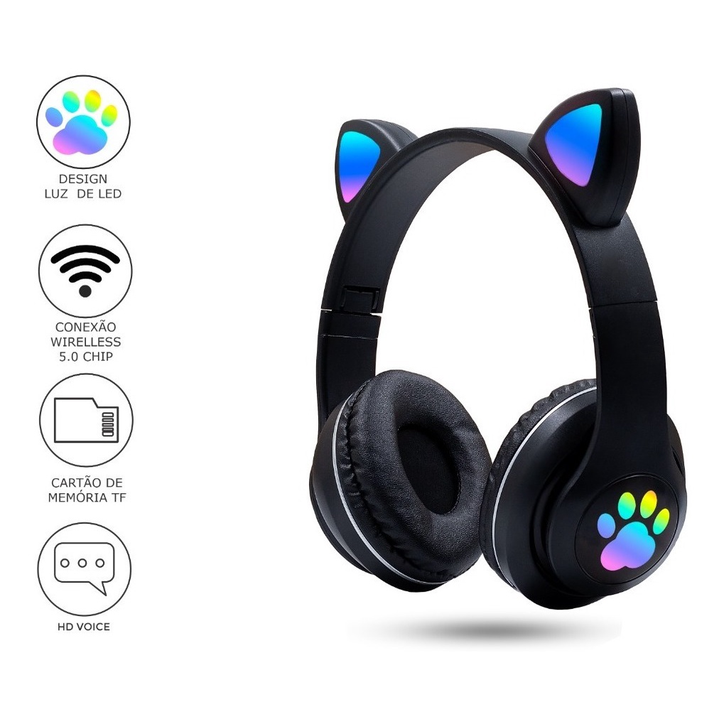 SOMIC GS510Pro Fone de ouvido para gatos, 2,4G/Bluetooth sem fio para jogos  com luz RGB, fone de ouvido bonito com microfone retrátil, 8 horas de  reprodução, som surround 7.1 para PS5/PS4, PC (