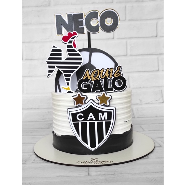 Topo Bolo Atlético Mineiro Galo Mod 03 p/ bolo 20cm (Ref. 0210)