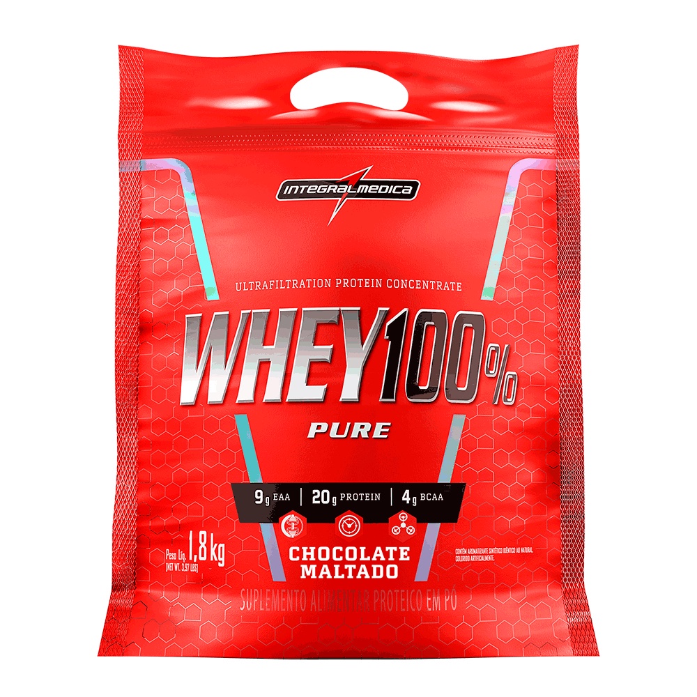 Whey 100% Pouch Pure Choc Maltado 1.8kg – Integralmédica