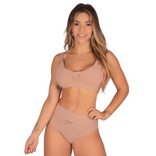 Kit Conjunto (Sutiã de Amamentação +Calcinha Cós Alto Pós Parto) Feminino Confortável Gestante Maternidade Sutian Algodão Reforçado Com Sustentação Calsinha Calçola Cintura Alta Cesárea Soutien sem Bojo para Amamentar Adulto Cotton Grávida