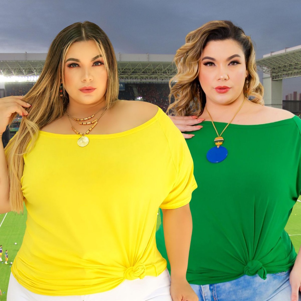 Blusa Feminina Plus Size Copa do Mundo Brasil