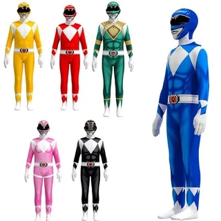 Fantasia Super-Herói Power Rangers Kids Cosplay Adulto