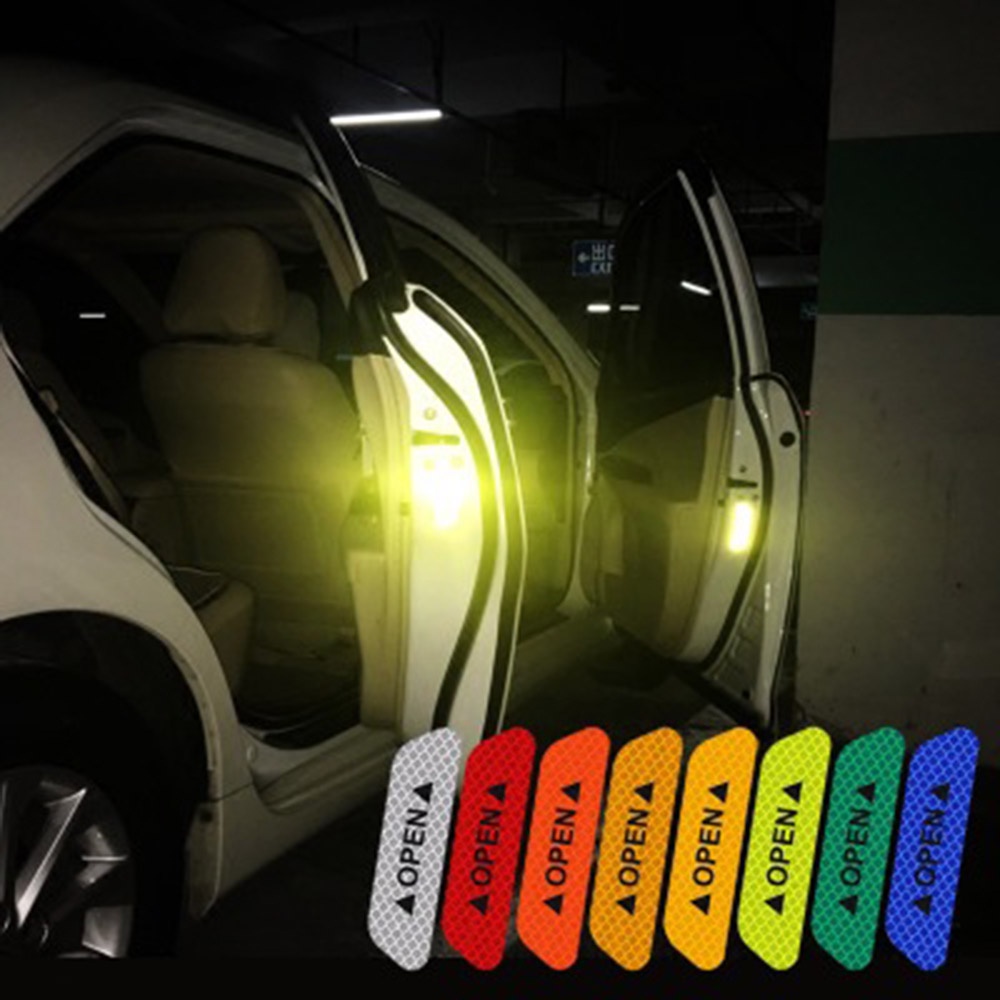 Adesivos refletivos de porta universal para automóveis Tiras de marca de aviso anticolisão de segurança automotiva
