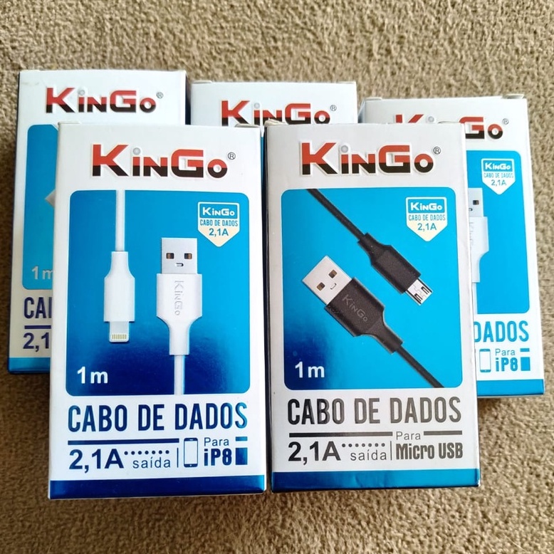 Cabo Dados E Carga Kingo 1m 2 1a Micro Usb V8 Tipo C Ios Shopee Brasil