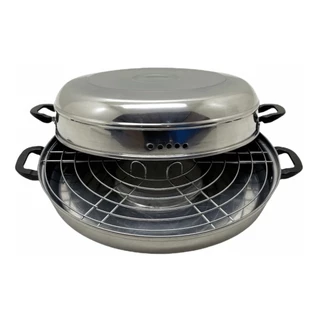 Churrasqueira Assadeira Grill Para Boca De Fogão Em Alumínio Polido Grelhados Carnes Peixes Legumes