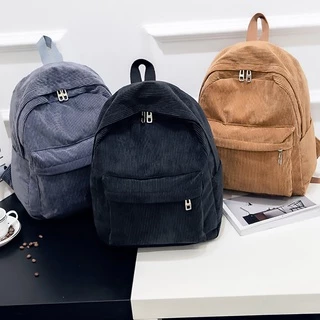 Mochila Feminina Estilo Coreano De Viagem Escolar Corduroy Para Meninas Harajuku ulzzang Estudantil ins casual Senhoras sekolah