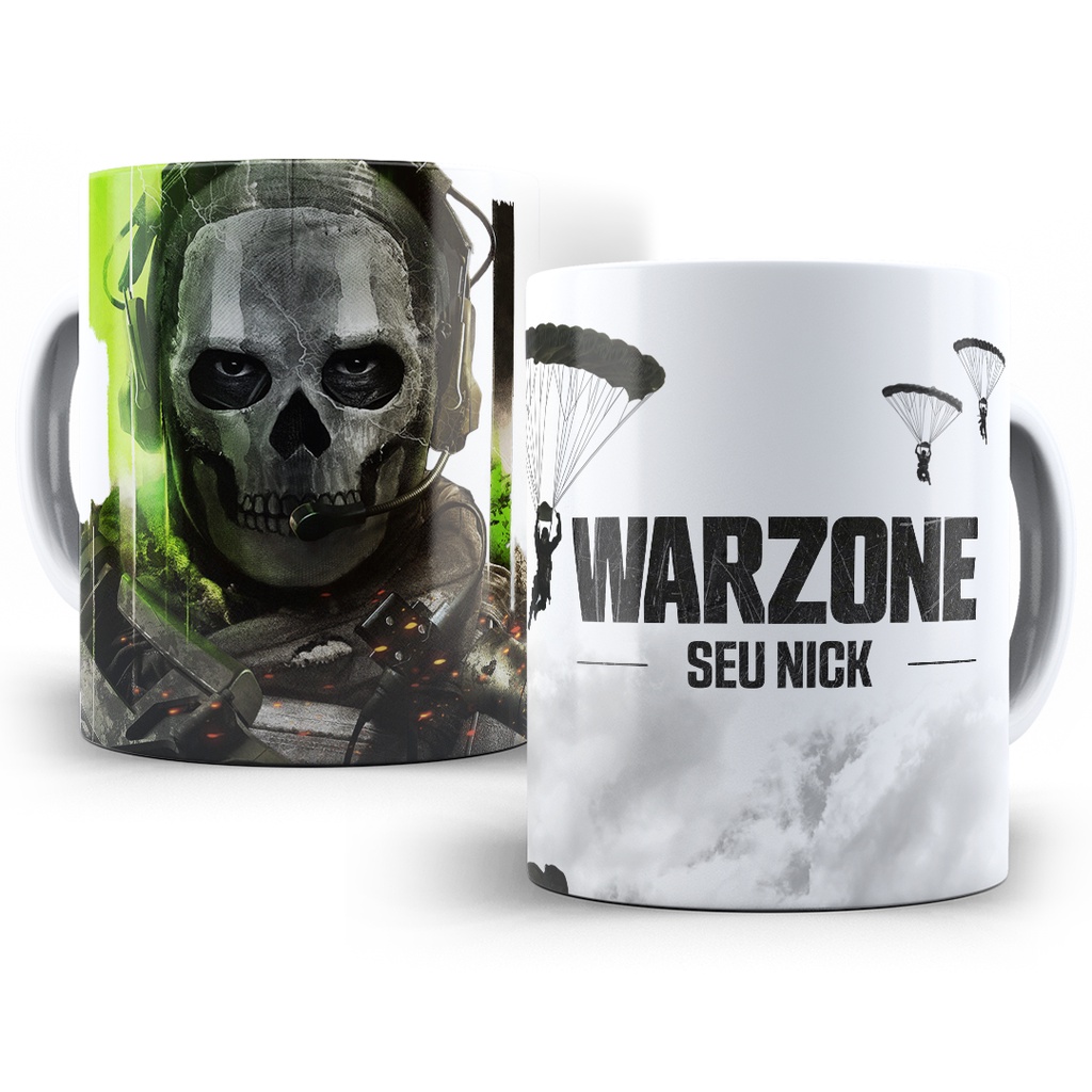 Caneca Warzone Xícara 325ml Porcelana Cerâmica Caixa presente