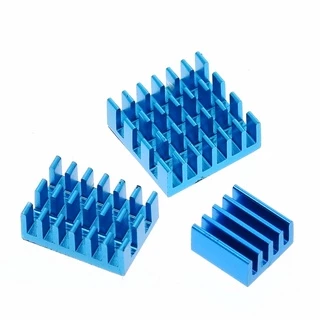Dissipador de Calor para Raspberry Pi 4 b em Alumínio Azul 3 Peças
