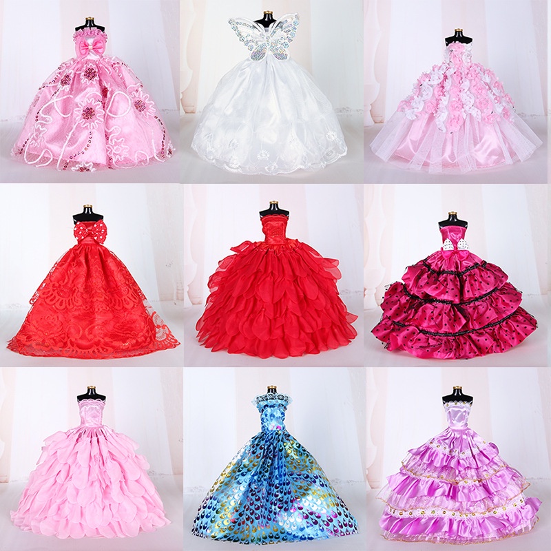 Roupas de boneca de 30 cm despertar vestido de princesa bordado de renda  acessórios de vestir roupas