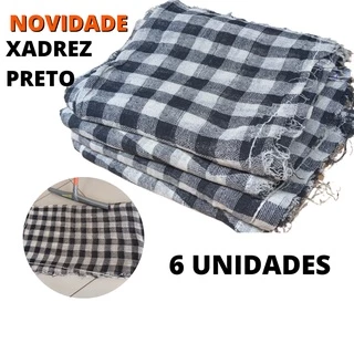 NOVIDADE 6 UN. PANO DE CHAO GRANDE XADREZ PRETO 100% ALGODÃO 40X75