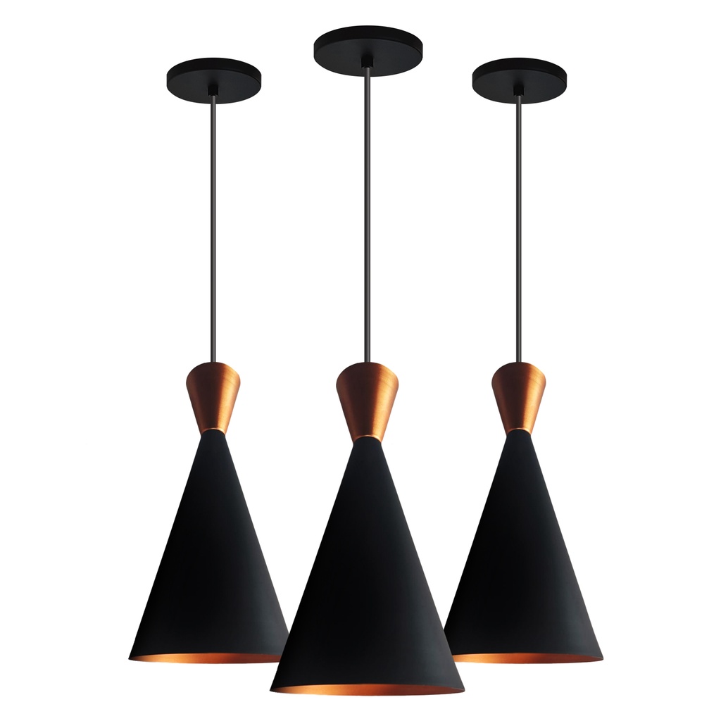 Kit 3 Luminárias Pendentes Cone Canadá Preto New City Shopee Brasil